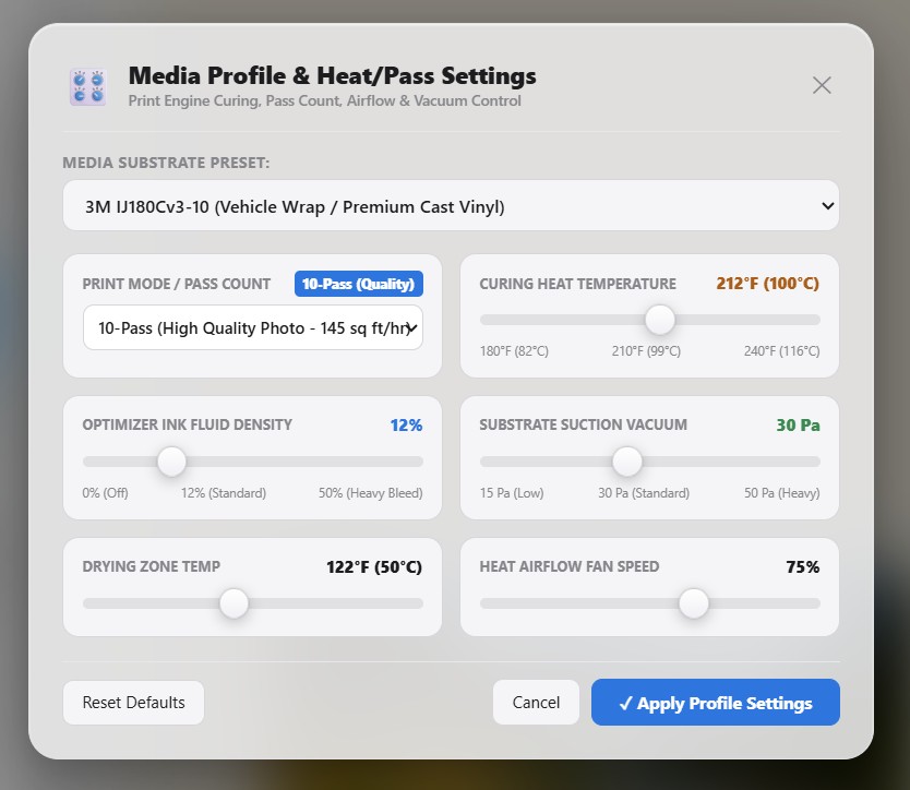 Media Substrate & Heat Profile Control